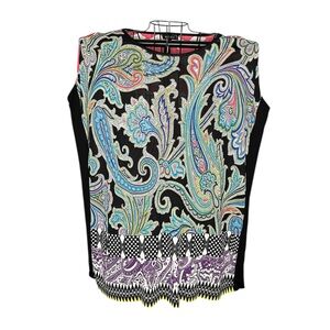 Etro Milano Sleeveless Paisley Mixed Print Tunic Top Colorful Italy